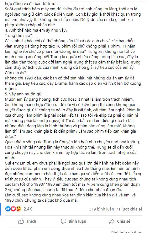 Bài chia sẻ của Nhất Trung. Ảnh: FB