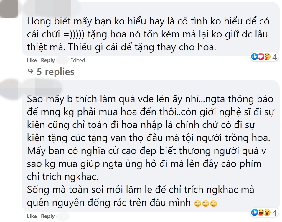 Wowy bị kêu 'làm màu' khi đề nghị mọi người đừng tặng hoa để bảo vệ môi trường