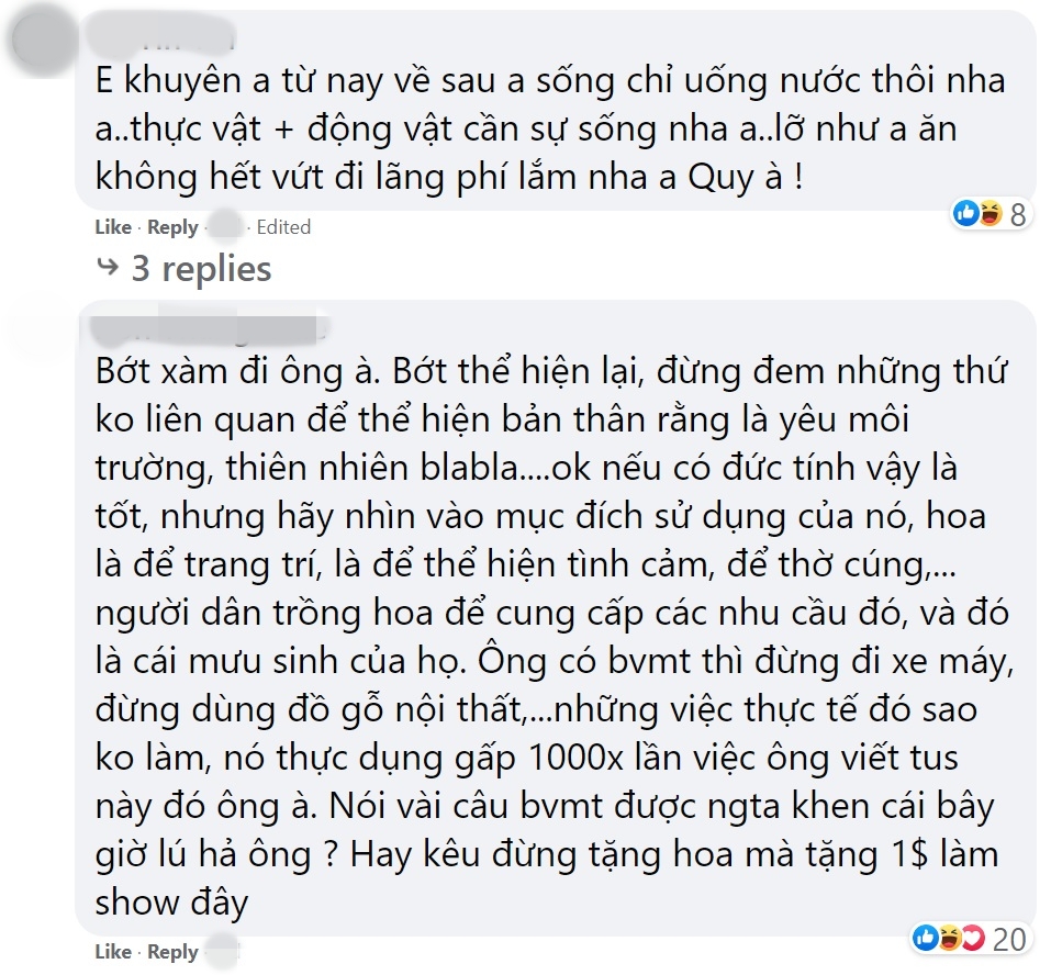 Wowy bị kêu 'làm màu' khi đề nghị mọi người đừng tặng hoa để bảo vệ môi trường