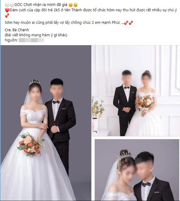 Hiện tại, thông tin và hình ảnh cặp đôi sinh năm 2005 tổ chức đám cưới ở Nghệ An vẫn đang được chia sẻ và nhận về nhiều sự chú ý. Ảnh: FB Hiện tại, thông tin và hình ảnh cặp đôi sinh năm 2005 tổ chức đám cưới ở Nghệ An vẫn đang được chia sẻ và nhận về nhiều sự chú ý. Ảnh: FB