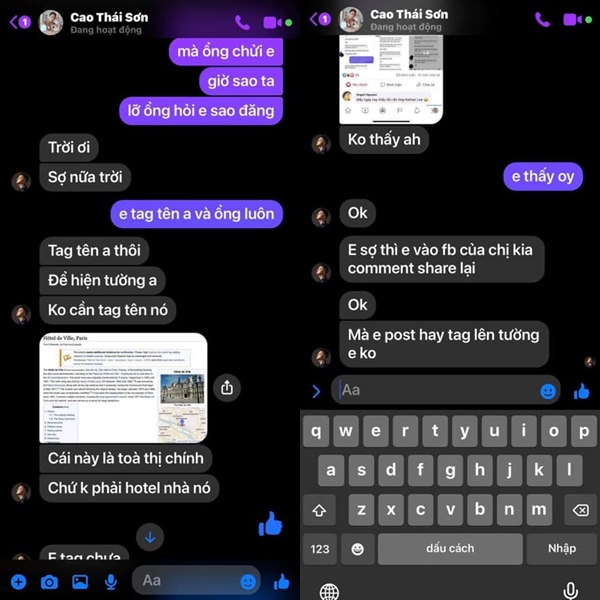 Nathan Lee tung loạt tin nhắn giữa Cao Thái Sơn và người bạn khi thảo luận về việc sẽ 'bóc phốt' mình trên MXH, với những chiêu đăng và 'share' bài dưới sự sắp xếp của giọng ca 'Con đường mưa'. Nathan Lee tung loạt tin nhắn giữa Cao Thái Sơn và người bạn khi thảo luận về việc sẽ 'bóc phốt' mình trên MXH, với những chiêu đăng và 'share' bài dưới sự sắp xếp của giọng ca 'Con đường mưa'.