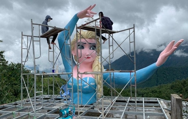Sa Pa tạm dừng hoạt động cơ sở lưu trú có bức tượng nữ hoàng băng giá Elsa 1