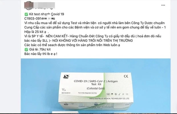 Số ca mắc Covid-19 tại nhiều địa phương tăng cao khiến các mặt hàng thuốc, thiết bị y tế, kit test nhanh khan hiếm, loạn giá. Nhiều người dân tìm mua thuốc online để tự chữa tại nhà. Ảnh chụp màn hình