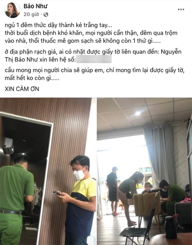 Bảo Như trình báo vụ mất trộm. Bảo Như trình báo vụ mất trộm.
