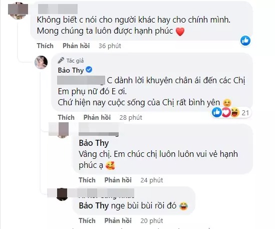 Bảo Thy cho biết cuộc sống của cô hiện tại rất bình yên. Bảo Thy cho biết cuộc sống của cô hiện tại rất bình yên.
