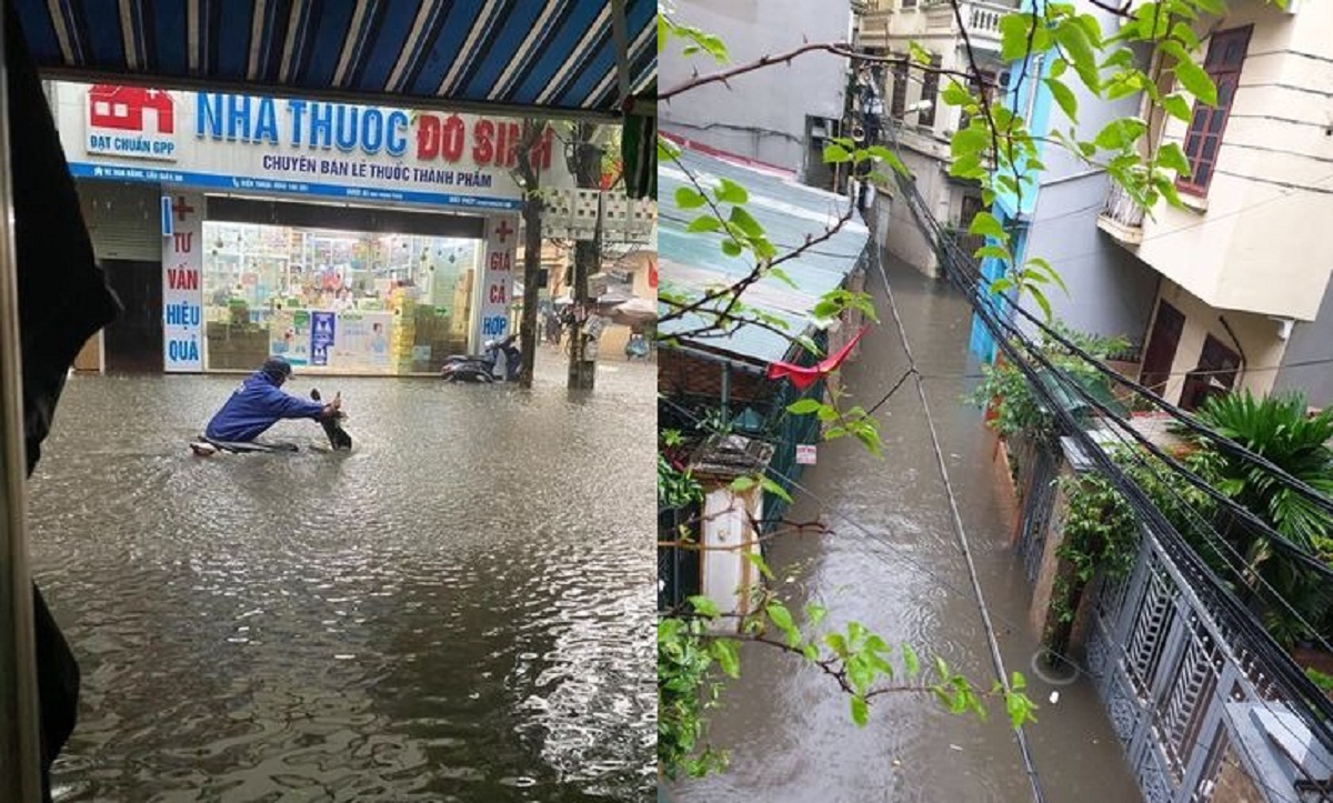 Các quận nội thành Hà Nội đều ghi nhận mưa lớn từ khoảng 13h30 và kéo dài liên tục đến sau 16h30 mới ngớt dần. Ảnh: FB Các quận nội thành Hà Nội đều ghi nhận mưa lớn từ khoảng 13h30 và kéo dài liên tục đến sau 16h30 mới ngớt dần. Ảnh: FB