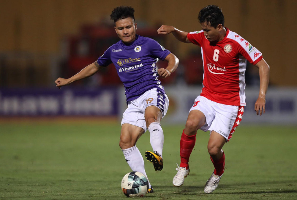 Quang Hải (áo xanh) được kỳ vọng sẽ tỏa sáng ở trận gặp TP.HCM. Ảnh: CLB Hà Nội