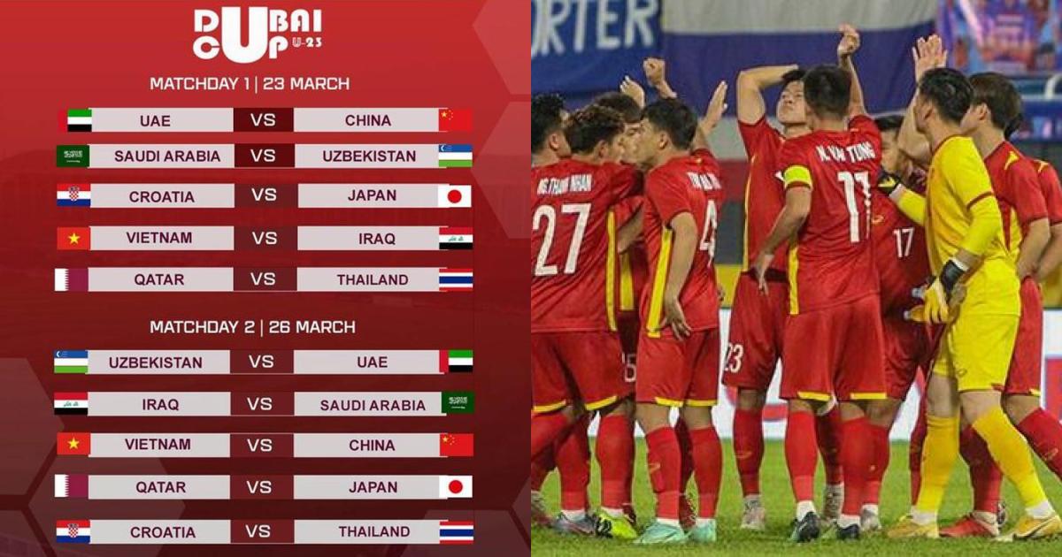Lịch thi đấu của U23 Việt Nam tại giải giao hữu quốc tế Dubai Cup 2022. Ảnh: Internet