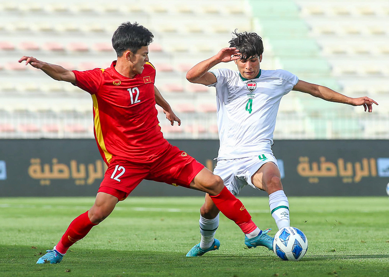 U23 Việt Nam thi đấu ngang ngửa với U23 Iraq. Ảnh: Internet U23 Việt Nam thi đấu ngang ngửa với U23 Iraq. Ảnh: Internet