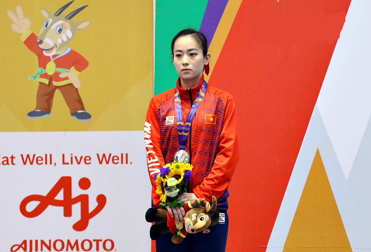 Minh Huyền đóng góp 1 tấm HCB cho Wushu Việt Nam tại SEA Games 31. Ảnh: Internet