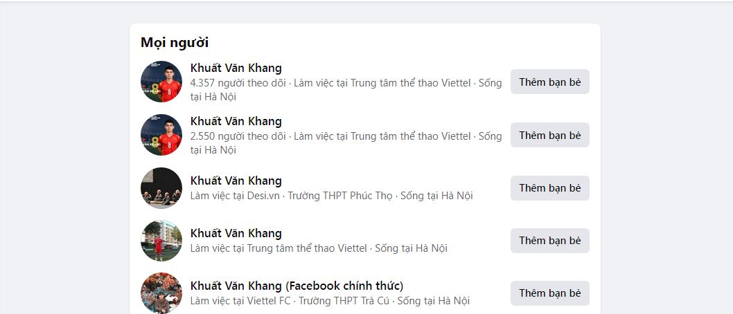Xuất hiện rất nhiều tài khoản mạo danh Khuất Văn Khang trên MXH Facebook. Ảnh: Internet
