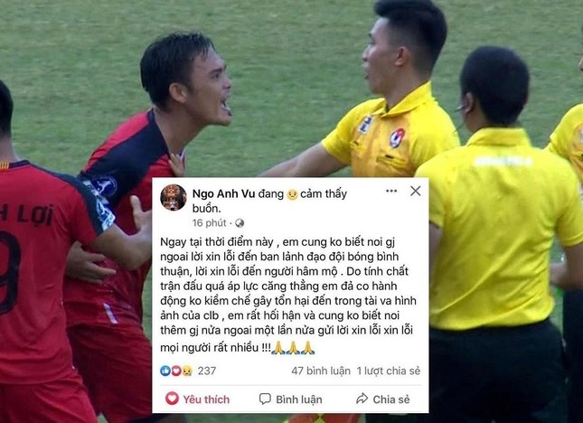 Ngô Anh Vũ xin lỗi về hành động phi thể thao trên trang cá nhân. Ảnh: Internet Ngô Anh Vũ xin lỗi về hành động phi thể thao trên trang cá nhân. Ảnh: Internet