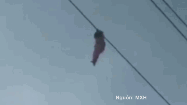 Bé gái bị treo lơ lửng trên dây điện, cách mặt đất 15m