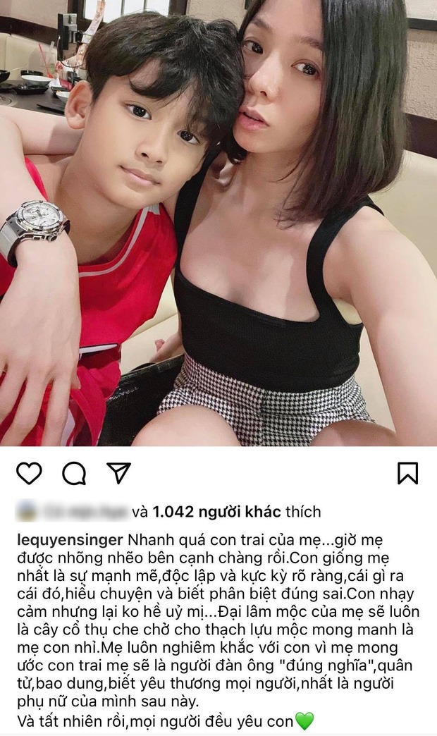 Lệ Quyên khoe ảnh quý tử điển trai, dân tình nhanh chóng soi ra chi tiết hé lộ thái độ của cậu bé với Lâm Bảo Châu. Theo đó, Kỳ Anh đã nhấn theo dõi Instagram tình tin đồn kém tuổi của mẹ. 