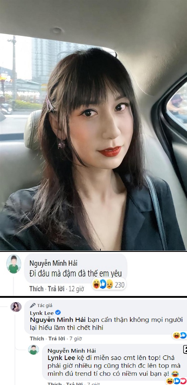 Bạn trai Hòa Minzy công khai gọi Lynk Lee: 'Đi đâu mà đậm đà thế em yêu?' vì muốn bình luận được lên top.