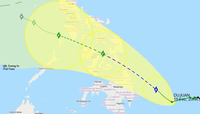 Hướng di chuyển của bão Dujuan Hướng di chuyển của bão Dujuan
