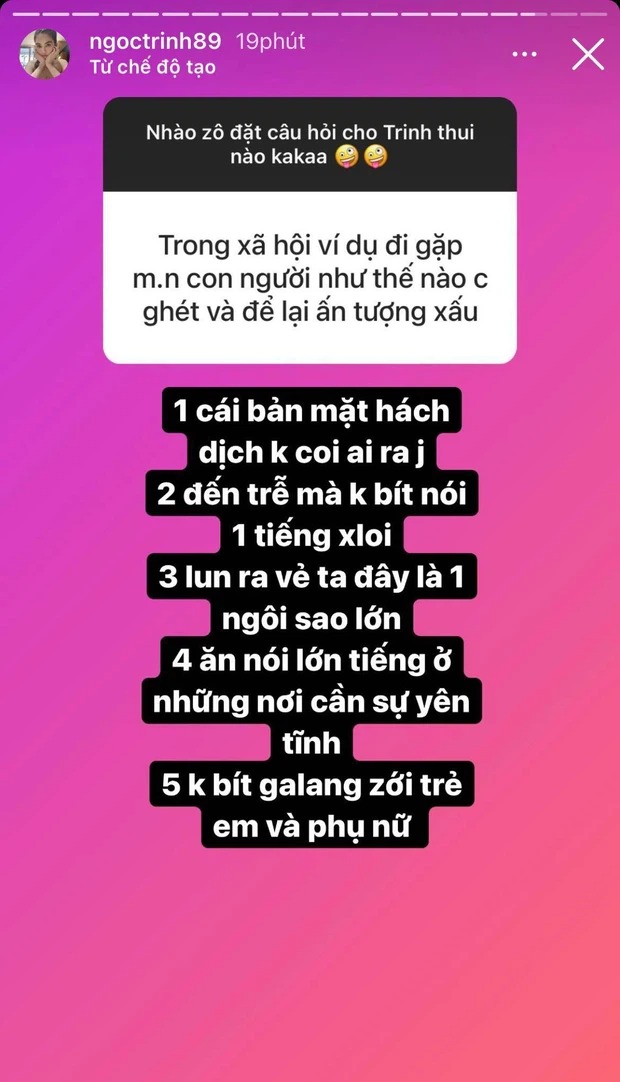 Nửa đêm Ngọc Trinh nổi hứng hỏi gì đáp nấy, giải đáp loạt câu hỏi tế nhị - Ảnh 3 Nửa đêm Ngọc Trinh nổi hứng hỏi gì đáp nấy, giải đáp loạt câu hỏi tế nhị - Ảnh 3