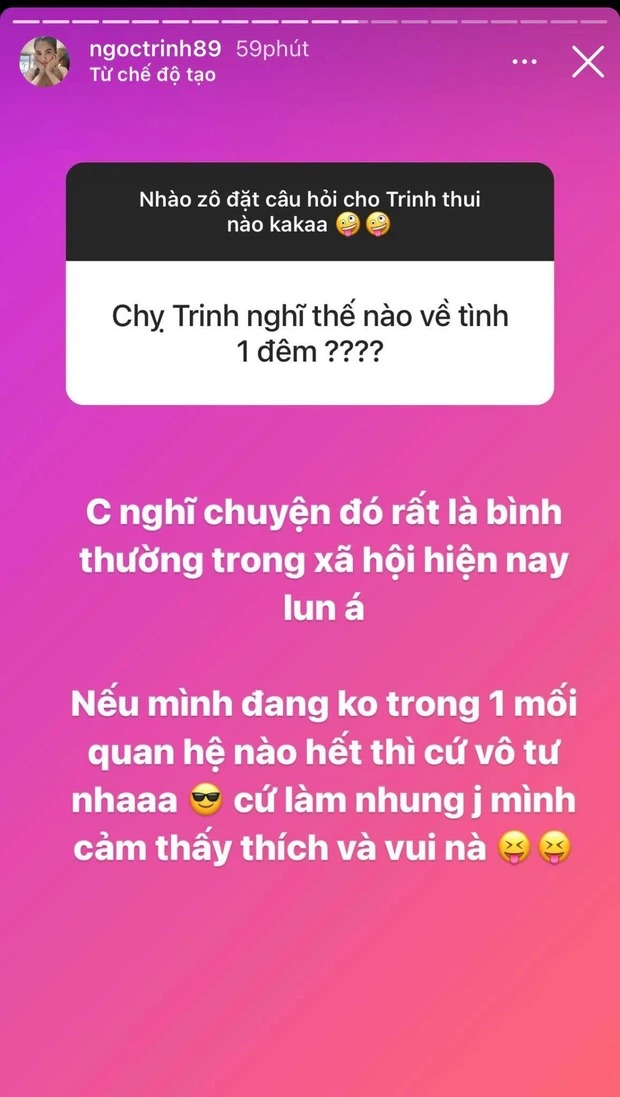 Nửa đêm Ngọc Trinh nổi hứng hỏi gì đáp nấy, giải đáp loạt câu hỏi tế nhị - Ảnh 2 Nửa đêm Ngọc Trinh nổi hứng hỏi gì đáp nấy, giải đáp loạt câu hỏi tế nhị - Ảnh 2