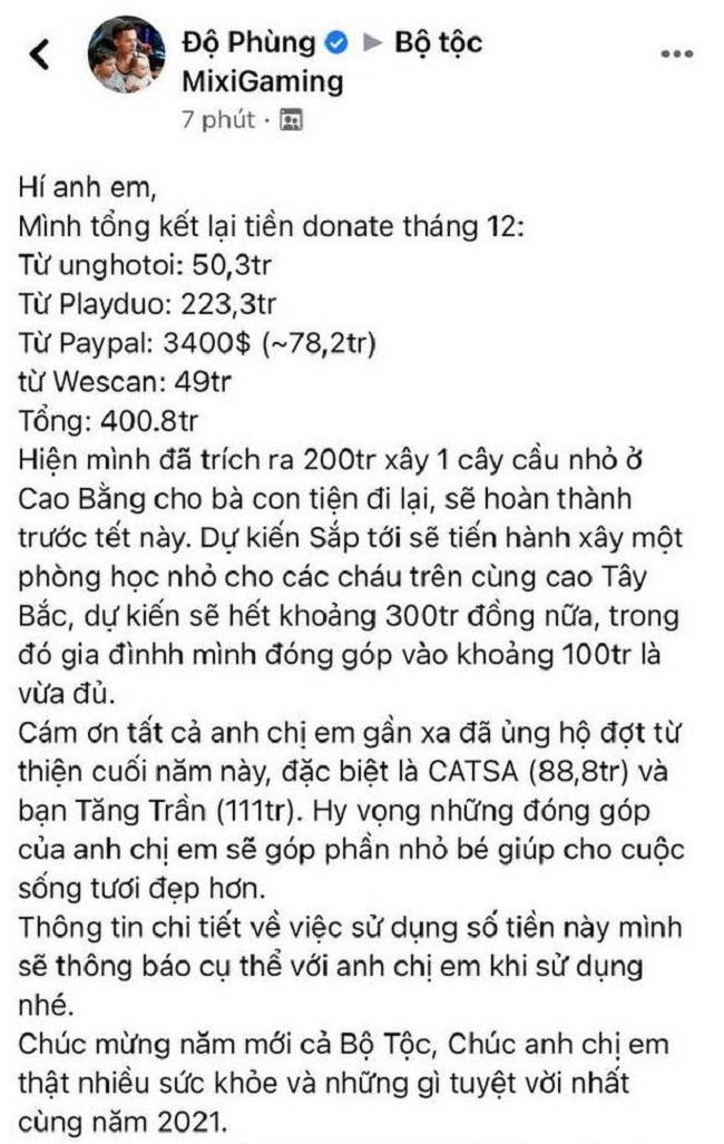 Độ Mixi công khai minh bạch các khoản tiền được tài trợ Độ Mixi công khai minh bạch các khoản tiền được tài trợ