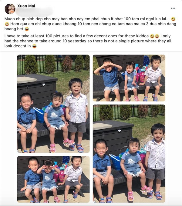 Xuân Mai khoe các con Xuân Mai khoe các con
