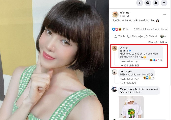 Hiền Hồ đăng ảnh Thiều Bảo Trâm cắt tóc ngắn (ảnh chụp màn hình) Hiền Hồ đăng ảnh Thiều Bảo Trâm cắt tóc ngắn (ảnh chụp màn hình)