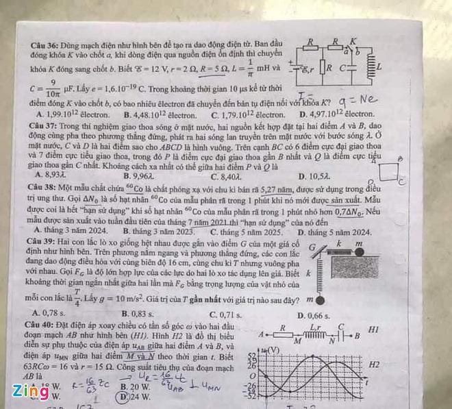 24 mã đề thi môn Vật lý THPT Quốc gia năm 2021 đầy đủ nhất 24 mã đề thi môn Vật lý THPT Quốc gia năm 2021 đầy đủ nhất