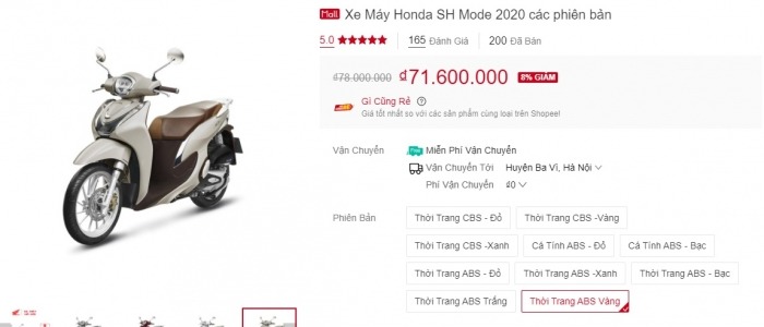 Nối gót Honda Vision, giá xe Honda SH Mode 2021 lao dốc không phanh 2