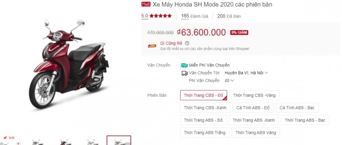 Nối gót Honda Vision, giá xe Honda SH Mode 2021 lao dốc không phanh 1