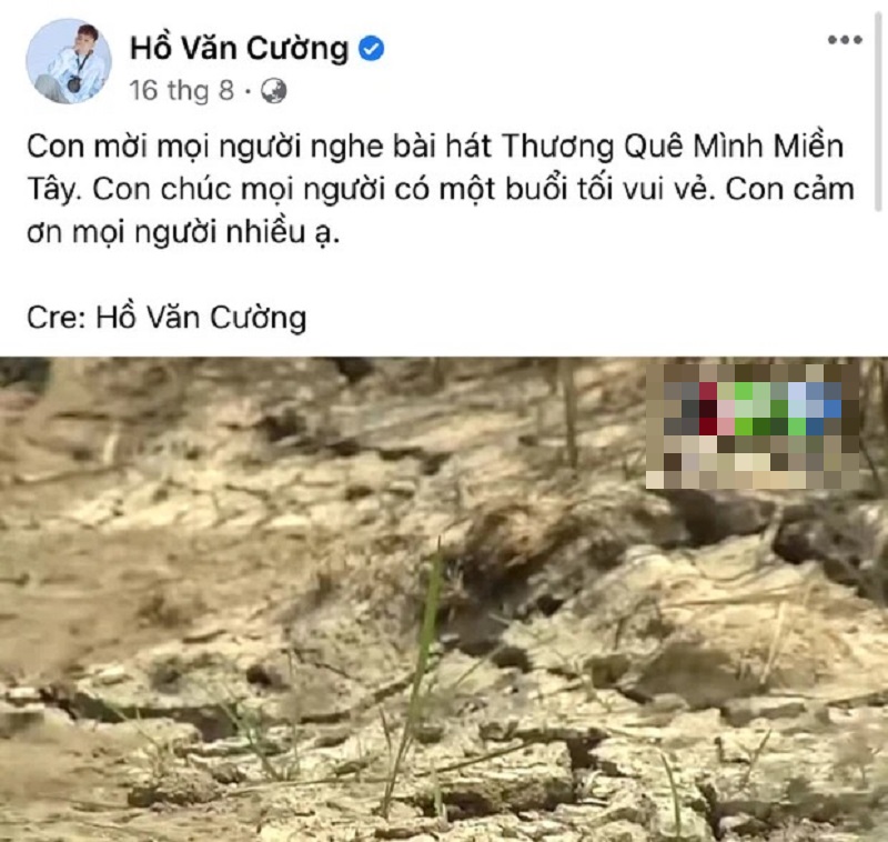 Tháng 8, fanpage của Hồ Văn Cường có đăng bài nhưng cũng không nhắc gì về mẹ nuôi Tháng 8, fanpage của Hồ Văn Cường có đăng bài nhưng cũng không nhắc gì về mẹ nuôi