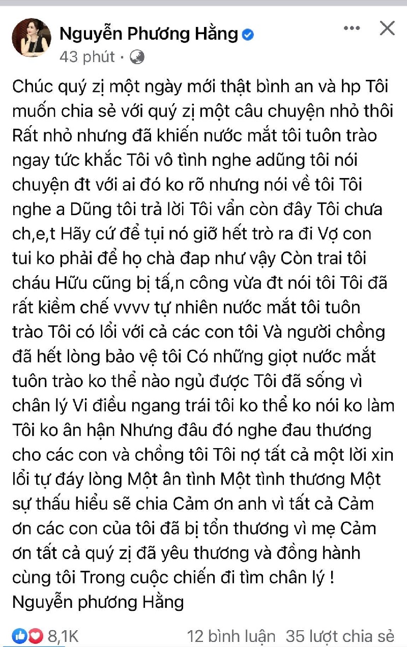Bà Phương Hằng lén nghe điện thoại chồng, bất ngờ phát hiện sự thật rơi nước mắt 2 Bà Phương Hằng lén nghe điện thoại chồng, bất ngờ phát hiện sự thật rơi nước mắt 2