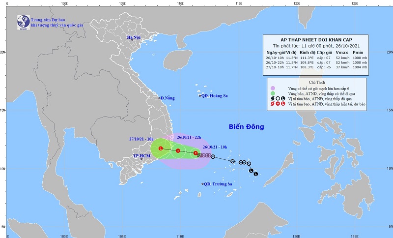 Áp thấp nhiệt đới khẩn cấp chỉ còn cách Ninh Thuận khoảng 250km, gió rất mạnh 1