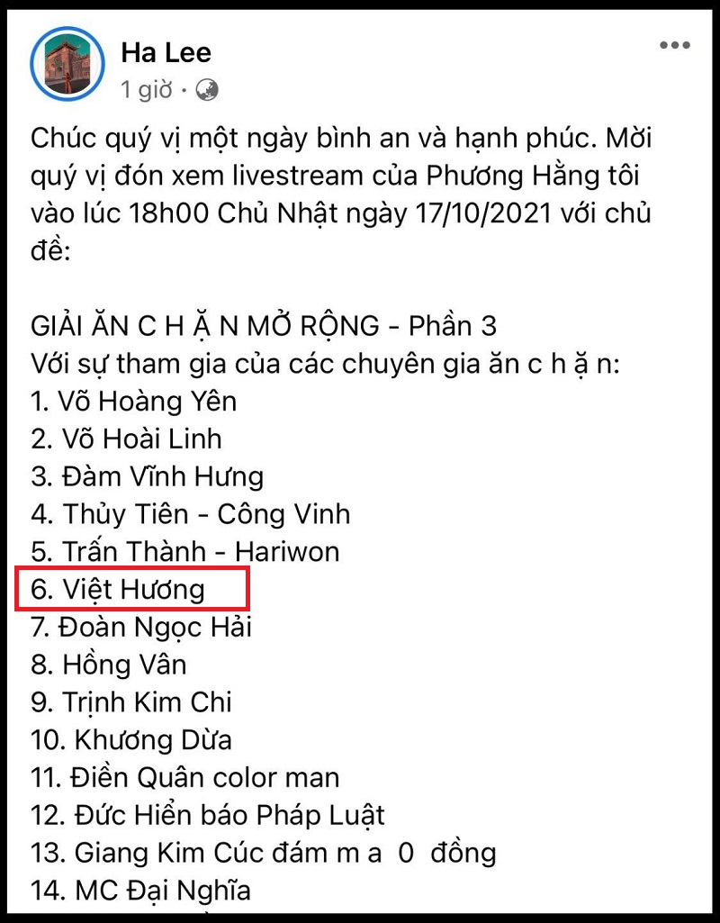 Việt Hương nhận tin cực vui hậu bị bà Phương Hằng điểm tên trong 'giải ăn chặn mở rộng' 5 Việt Hương nhận tin cực vui hậu bị bà Phương Hằng điểm tên trong 'giải ăn chặn mở rộng' 5