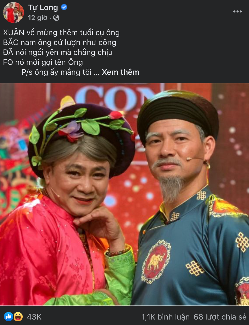 Tự Long làm thơ thông báo Xuân Bắc bị nhiễm Covid-19 khiến dân tình cười nghiêng ngả (Ảnh chụp màn hình)