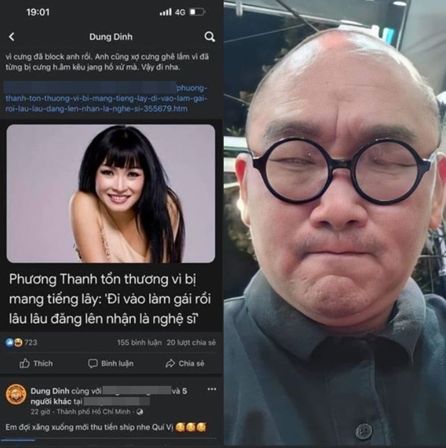Dũng Đinh gay gắt nhắc đến Phương Thanh (Chụp màn hình) Dũng Đinh gay gắt nhắc đến Phương Thanh (Chụp màn hình)