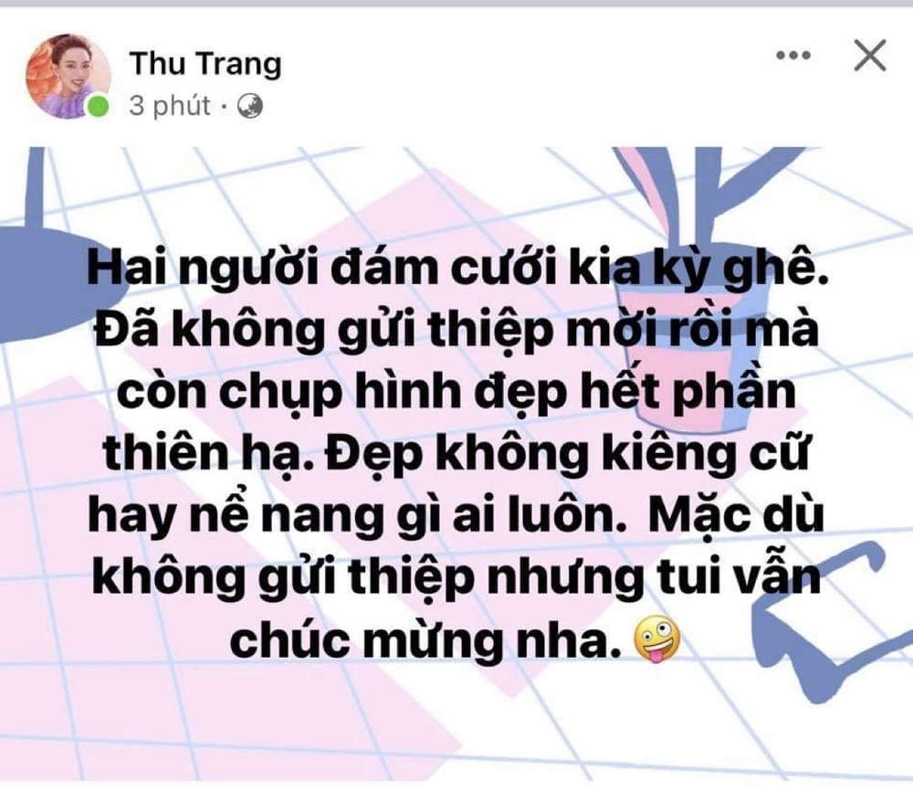 Thu Trang bày tỏ sự hờn dỗi (Ảnh: Chụp màn hình)