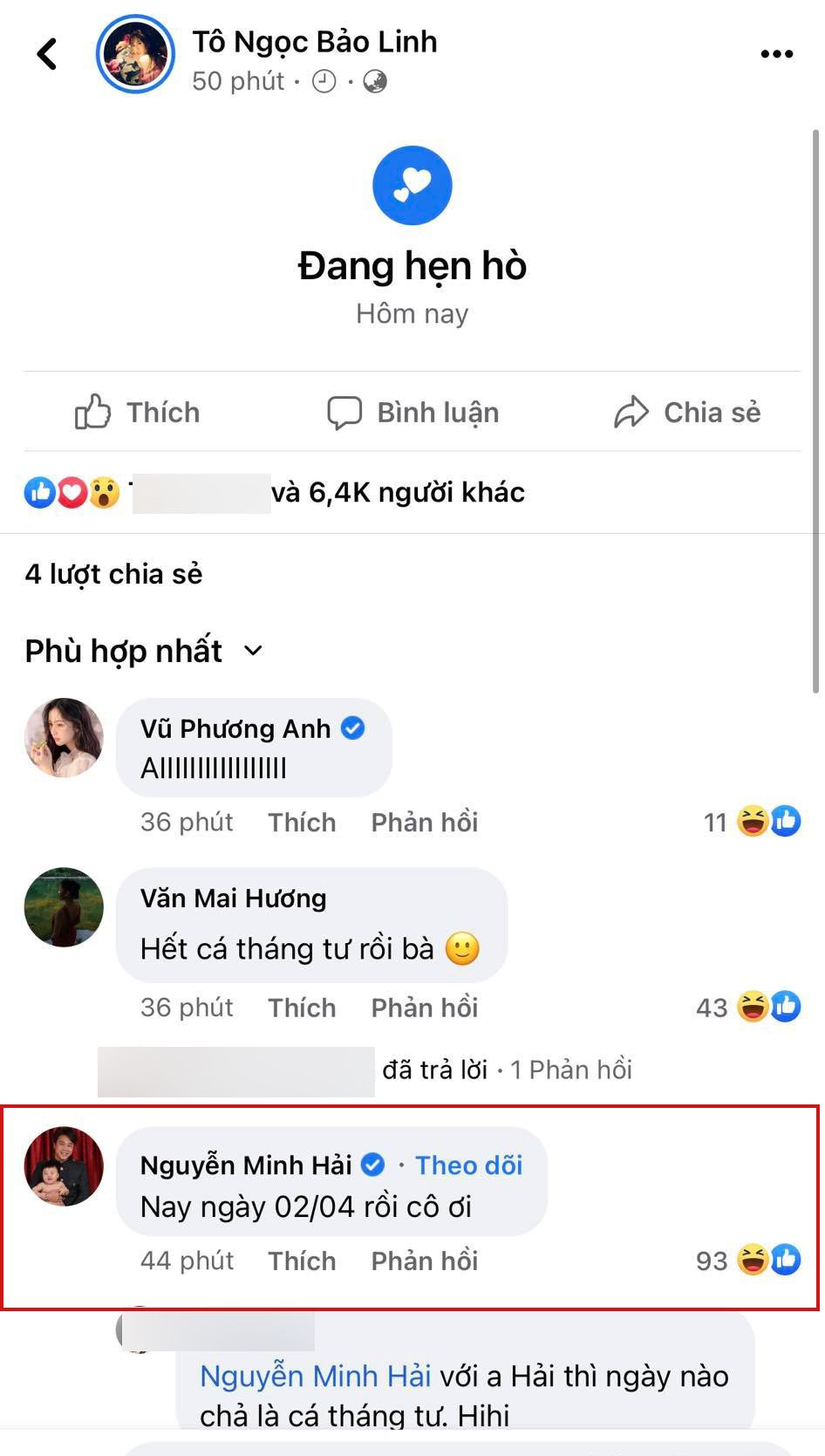 Bạn trai cũ Hoà Minzy cùng loạt sao Việt tỏ rõ nghi ngờ trước hành động công khai bạn trai của Lynk Lee (Ảnh: Chụp màn hình) Bạn trai cũ Hoà Minzy cùng loạt sao Việt tỏ rõ nghi ngờ trước hành động công khai bạn trai của Lynk Lee (Ảnh: Chụp màn hình)