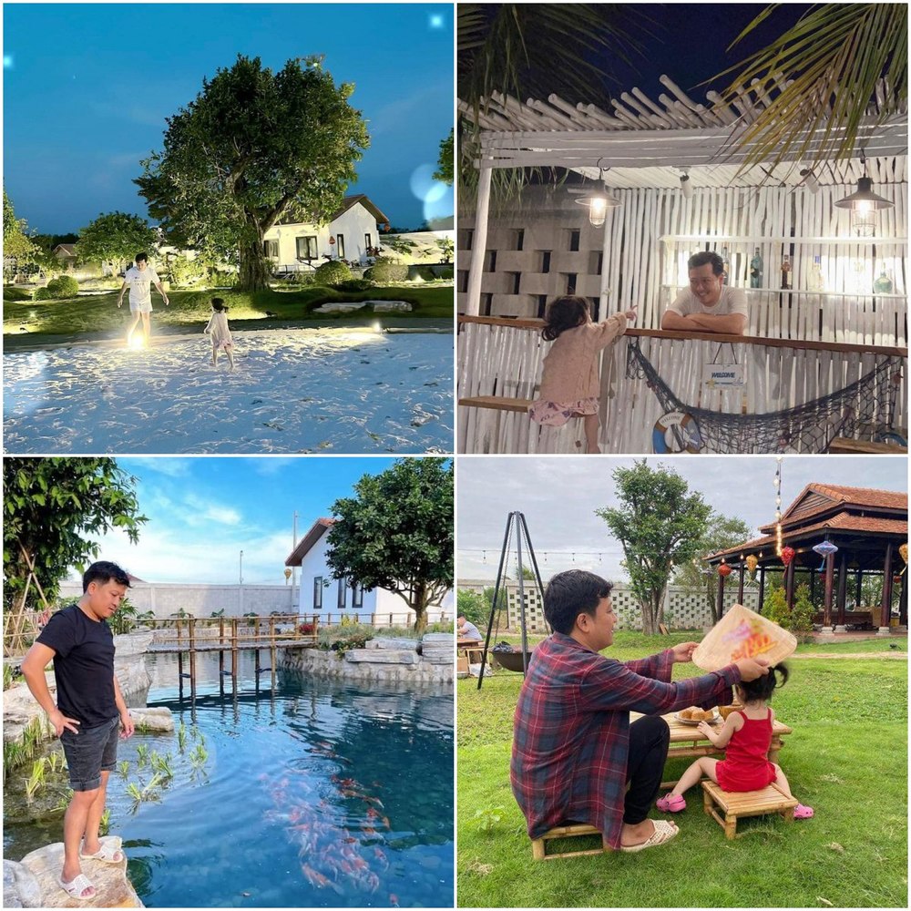 Trường Giang cùng con gái vui chơi trong căn biệt thự sân vườn 'khủng' của gia đình (Ảnh: Internet)