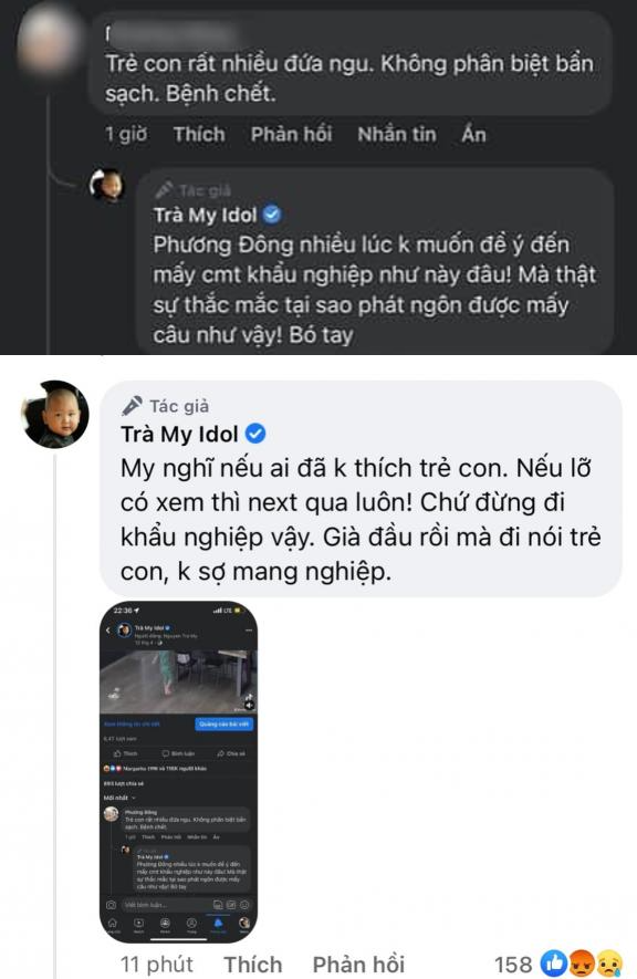 Động thái 'đáp trả' của Trà My Idol khi anti-fan mỉa mai con khiến nhiều người chú ý (Ảnh: Internet) Động thái 'đáp trả' của Trà My Idol khi anti-fan mỉa mai con khiến nhiều người chú ý (Ảnh: Internet)