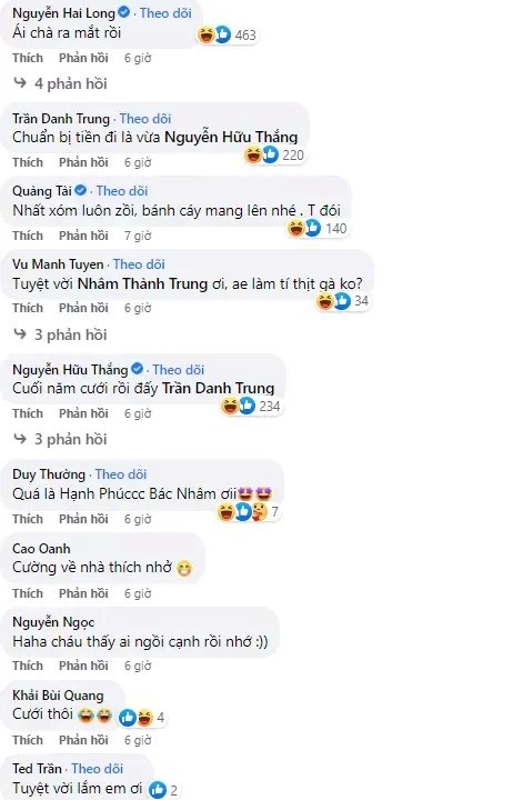 Cư dân mạng đồng loạt để lại những bình luận trước việc Nhâm Mạnh Dũng dẫn bạn gái về nhà ra mắt (Ảnh: Internet) Cư dân mạng đồng loạt để lại những bình luận trước việc Nhâm Mạnh Dũng dẫn bạn gái về nhà ra mắt (Ảnh: Internet)