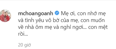 Nữ MC, diễn viên khiến nhiều người lo lắng với chia sẻ mới nhất