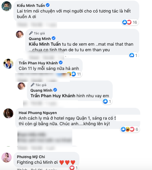 Những người đồng nghiệp gửi lời động viên đến Quang Minh