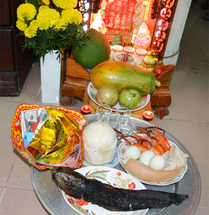 Mâm cỗ cúng Tam sên trong ngày vía Thần Tài