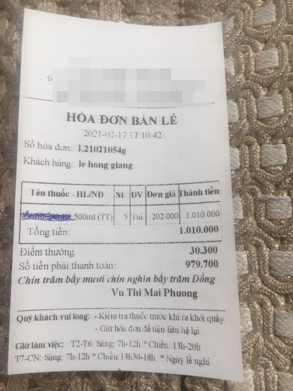 Hóa đơn tiền thuốc của nghệ sĩ Giang Còi Hóa đơn tiền thuốc của nghệ sĩ Giang Còi