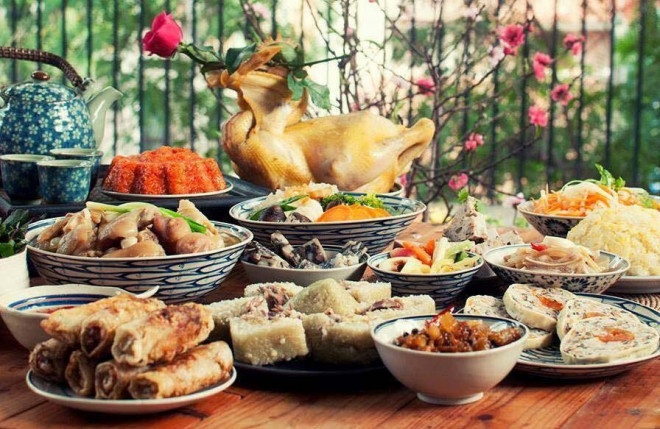 Mâm cỗ ngày rằm tháng Giêng