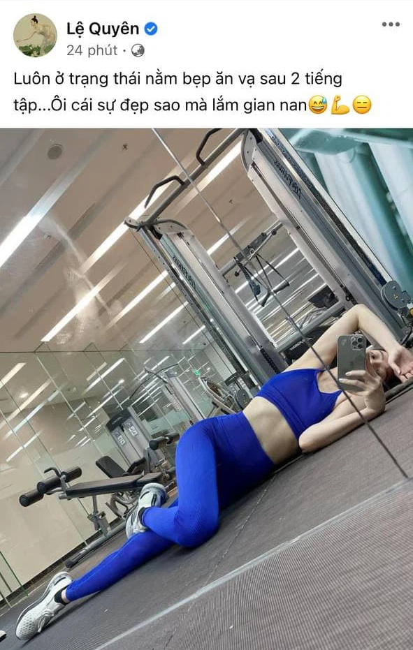 Lệ Quyên trở lại với phòng tập. Ảnh: FBNV