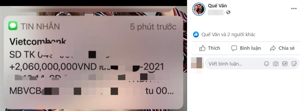 Quế Vân chia sẻ về tin nhắn tiền tỷ nhận được. Ảnh: Internet