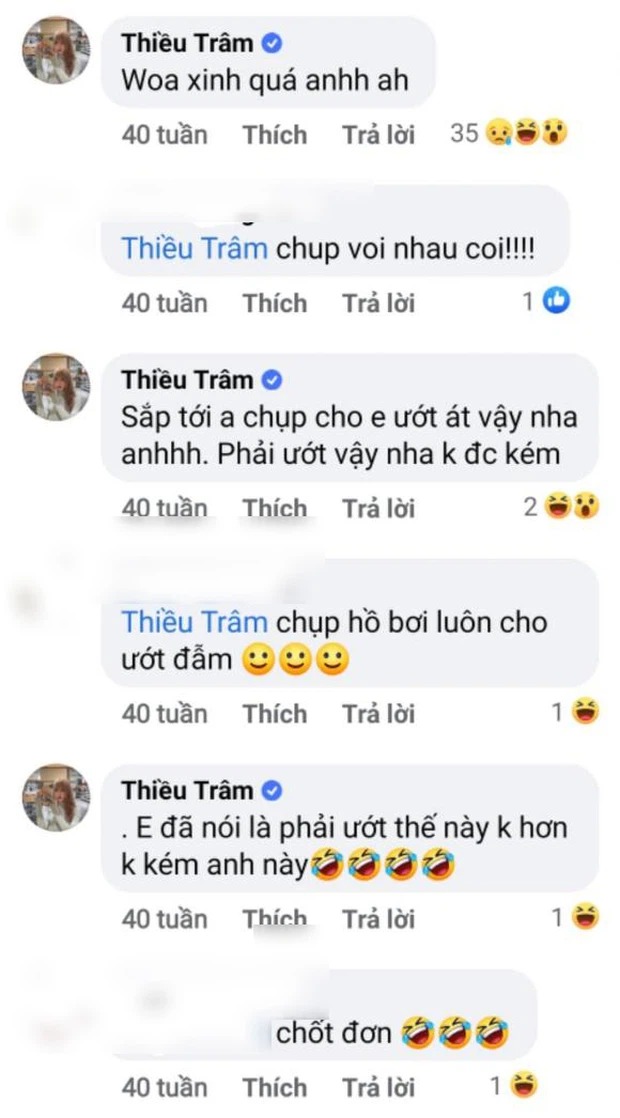 Thiều Bảo Trâm từng khen ngợi, thậm chí bày tỏ sự ghen tỵ về bức hình này của Hải Tú. Ảnh: FBNV Thiều Bảo Trâm từng khen ngợi, thậm chí bày tỏ sự ghen tỵ về bức hình này của Hải Tú. Ảnh: FBNV
