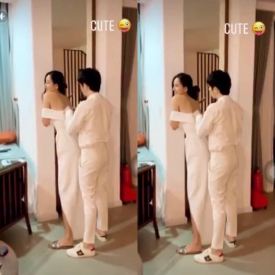 Cả hai liên tục có những cử chỉ, hành động tình cảm, trên mức bạn bè dành cho nhau. Ảnh: FBNV