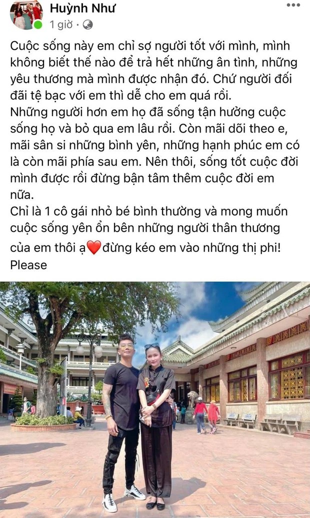 Chia sẻ gây chú ý của Huỳnh Như giữa lúc chuyện quá khứ của Khánh Đơn với Lương Bích Hữu bị lật lại. Ảnh: FBNV Chia sẻ gây chú ý của Huỳnh Như giữa lúc chuyện quá khứ của Khánh Đơn với Lương Bích Hữu bị lật lại. Ảnh: FBNV