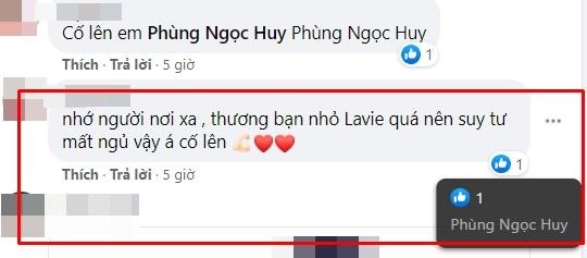 Phùng Ngọc Huy 'like' dòng bình luận thương nhớ con gái Lavie. Ảnh: FBNV Phùng Ngọc Huy 'like' dòng bình luận thương nhớ con gái Lavie. Ảnh: FBNV